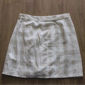 Zara Cream Checkered Mini Skirt
